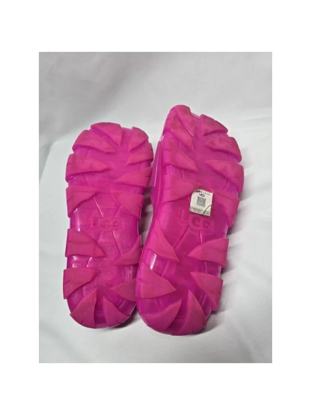 UGG Women’s Jelly Clear Slides Dragon Fruit/Hot Pink Platform Sandals Size 10